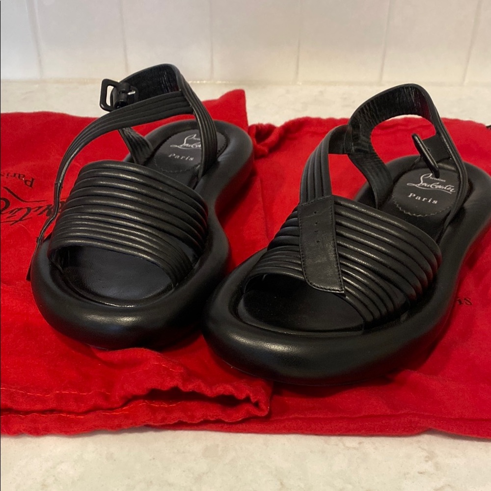 Black Open-Toe Sandals with Adjustable Heel Strap